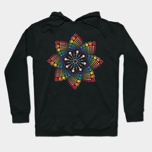 Seamless Repeating Geometric Mandala Dot Art LGBTQ Pride Rainbow Pattern Hoodie